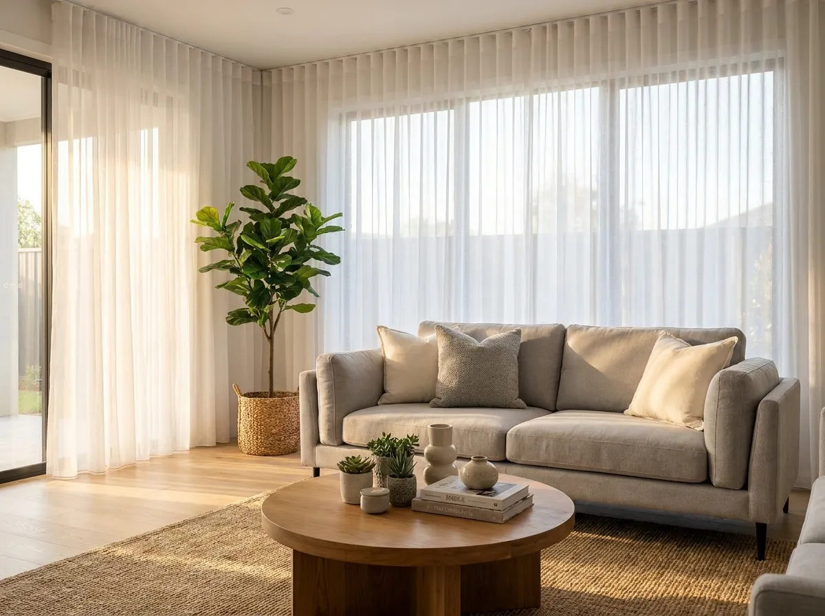 A styled living room in a new home